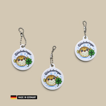 kugelfisch glücksbringer schlüsselanhänger – meeresmotiv mit glückskleeblatt