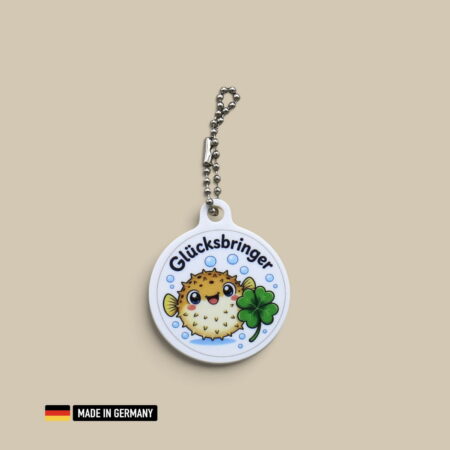 kugelfisch glücksbringer schlüsselanhänger – meeresmotiv mit glückskleeblatt