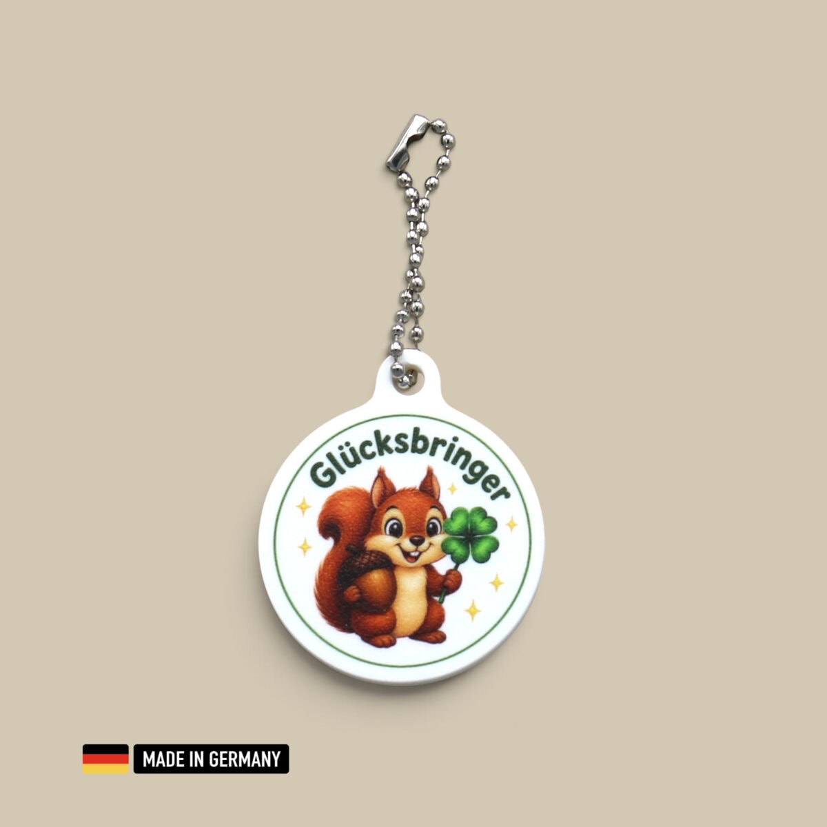 eichhörnchen glücksbringer schlüsselanhänger – waldtier mit glücks kleeblatt eichhörnchen glücksbringer schlüsselanhänger – waldtier mit glücks kleeblatt