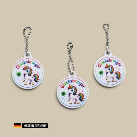 einhorn fohlen glücksbringer schlüsselanhänger – regenbogen einhorn mit kleeblatt