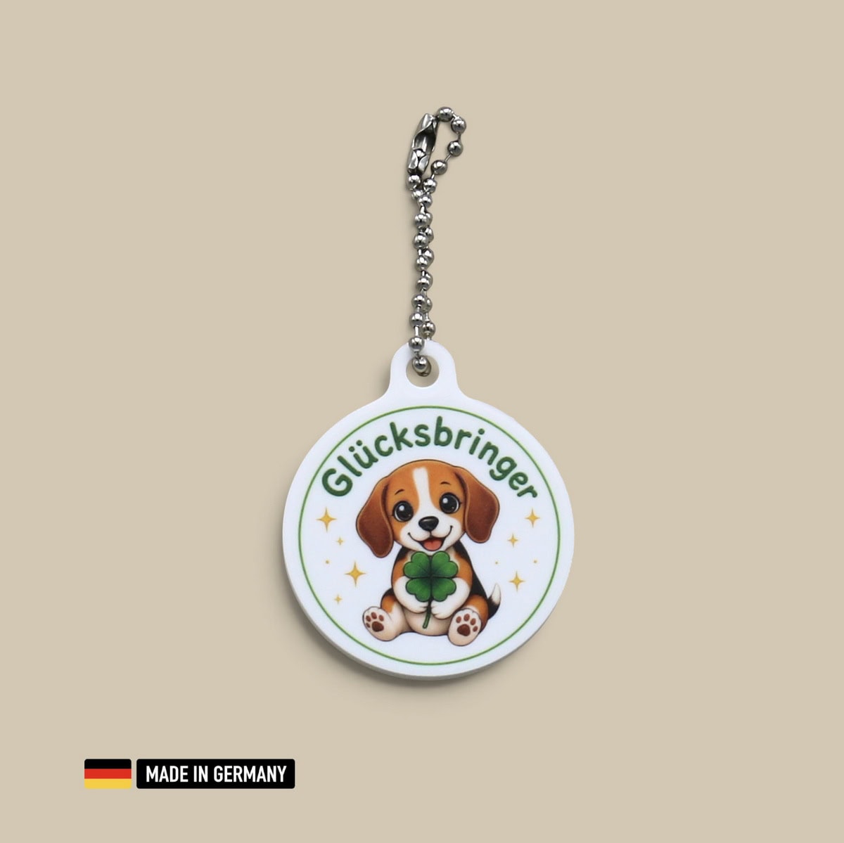 beagle welpe glücksbringer schlüsselanhänger – hund mit glücks kleeblatt beagle welpe glücksbringer schlüsselanhänger – hund mit glücks kleeblatt