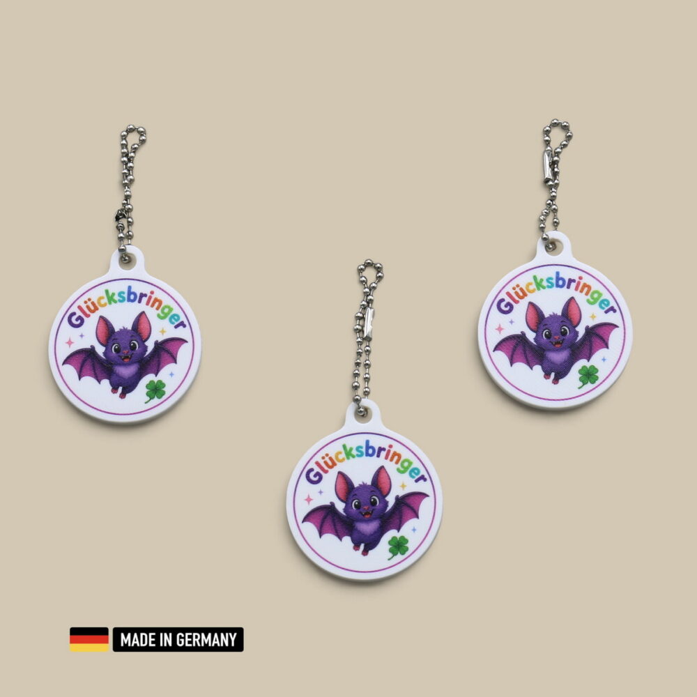fledermaus glücksbringer schlüsselanhänger – kleine fledermaus mit kleeblatt