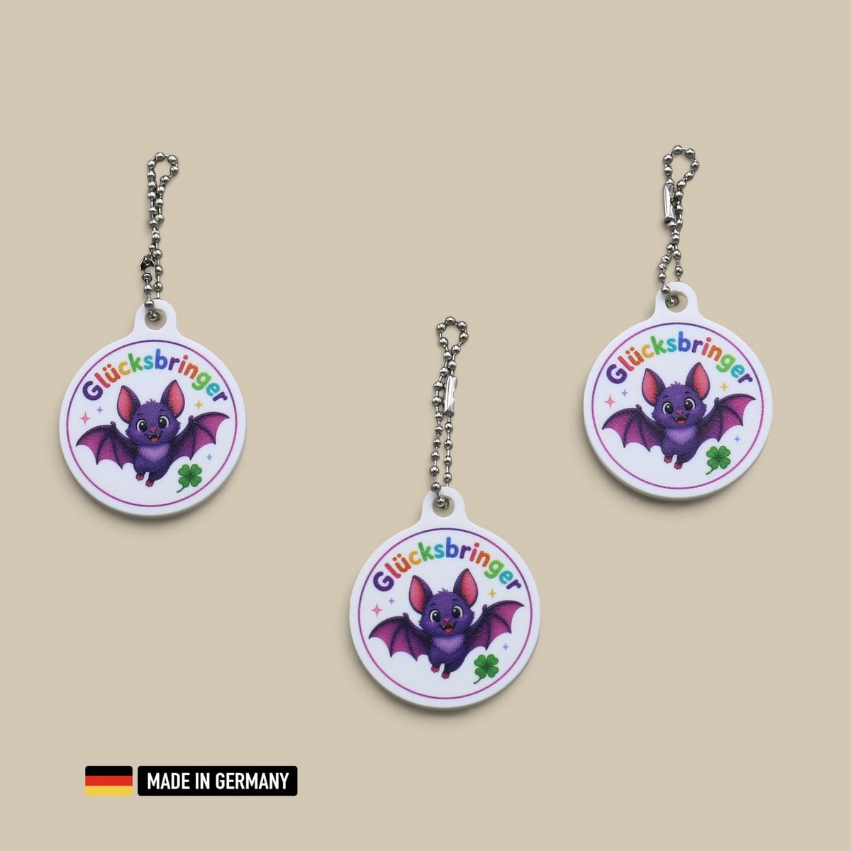 fledermaus glücksbringer schlüsselanhänger – kleine fledermaus mit kleeblatt