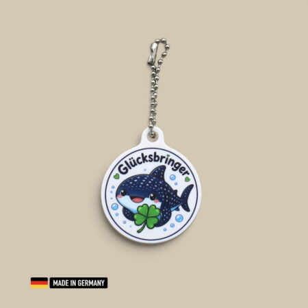 walhai glücksbringer schlüsselanhänger mit glücks kleeblatt