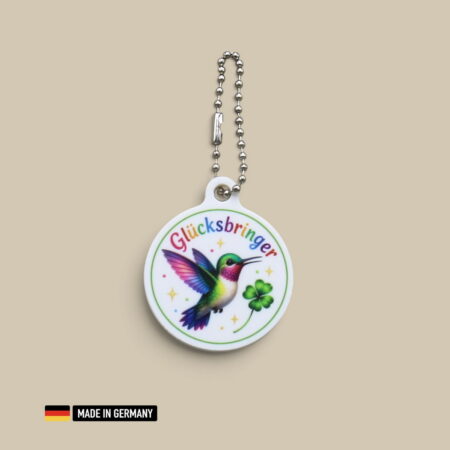 kolibri glücksbringer schlüsselanhänger mit glücks kleeblatt