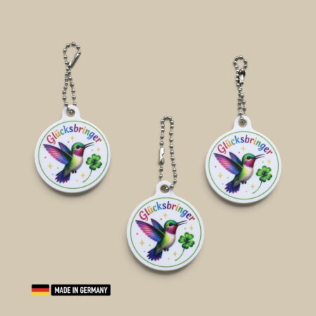 kolibri glücksbringer schlüsselanhänger mit glücks kleeblatt