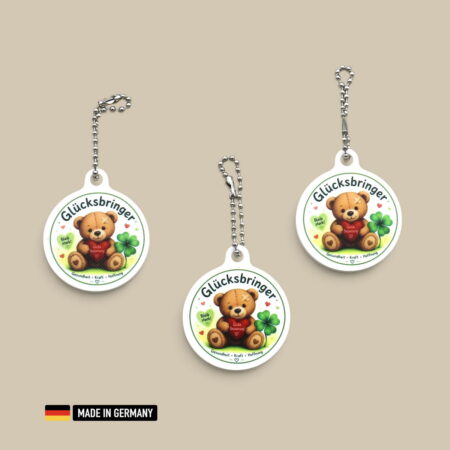 bär gute besserung glücksbringer schlüsselanhänger mit herz