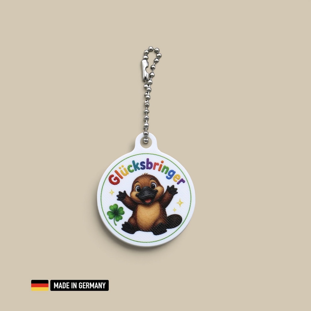 schnabeltier baby glücksbringer schlüsselanhänger mit glücks kleeblatt schnabeltier baby glücksbringer schlüsselanhänger mit glücks kleeblatt
